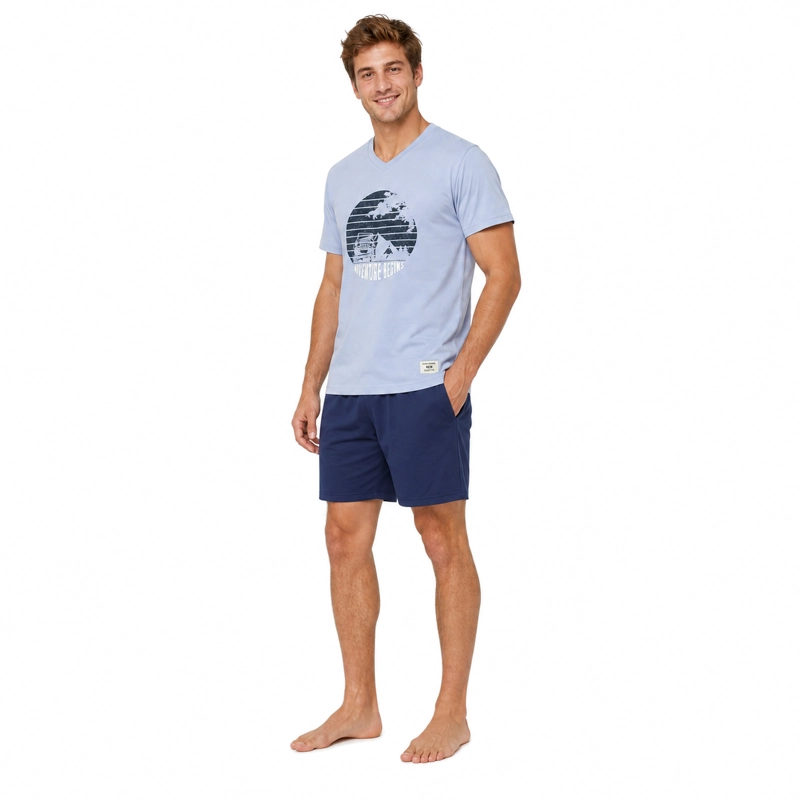 PIJAMA ALGODON POLERA CON ESTAMPADO Y SHORT LISO 2622082 - 2