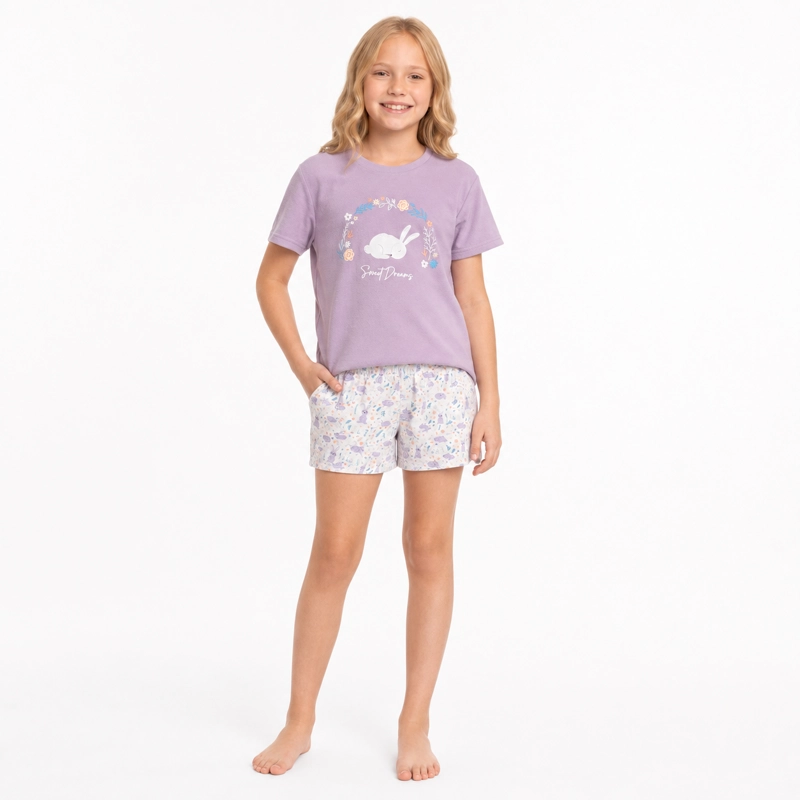 PIJAMA ALGODON POLERA Y SHORT ESTAMPADO 'CONEJITOS' 262606P - 1