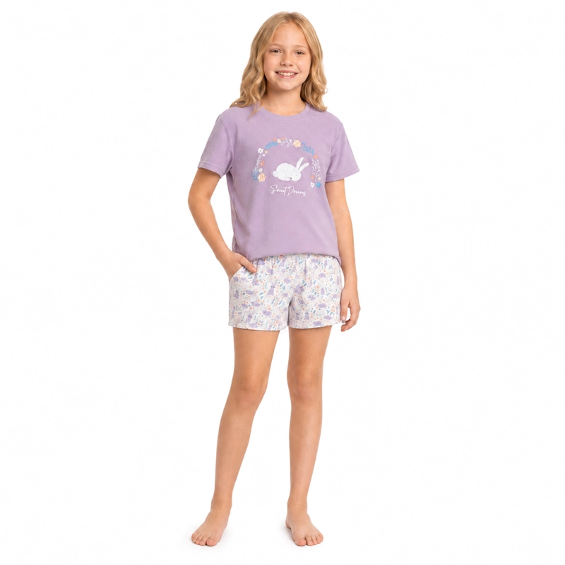 PIJAMA ALGODON POLERA Y SHORT ESTAMPADO 'CONEJITOS' 262606P - 2