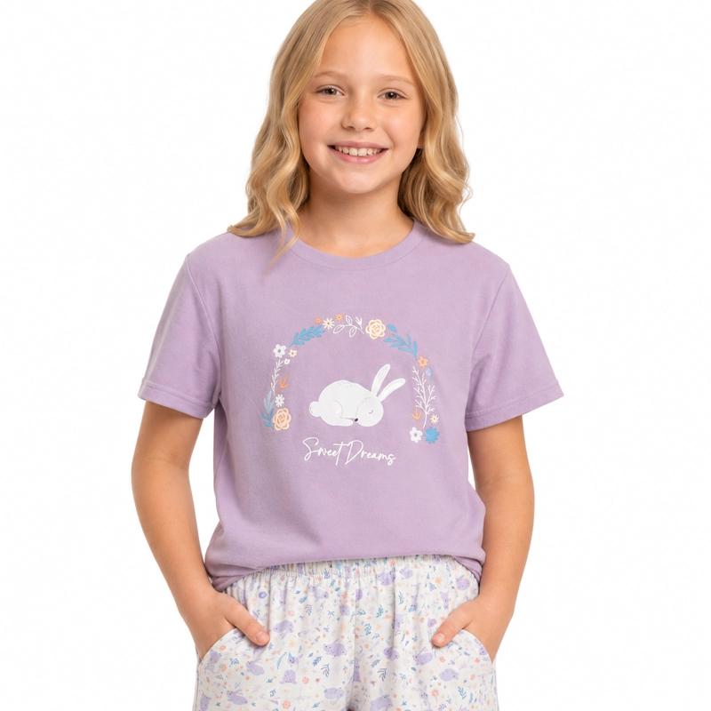 PIJAMA ALGODON POLERA Y SHORT ESTAMPADO 'CONEJITOS' 262606P - 4