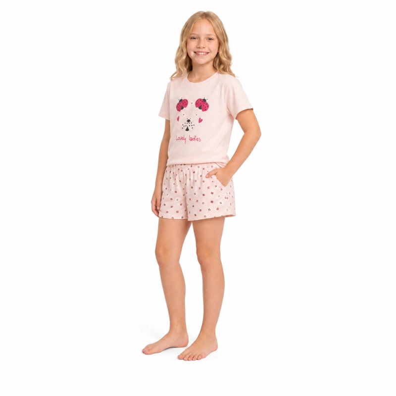 PIJAMA ALGODON POLERA Y SHORT ESTAMPADO 'CHINITAS' 262607G - 2