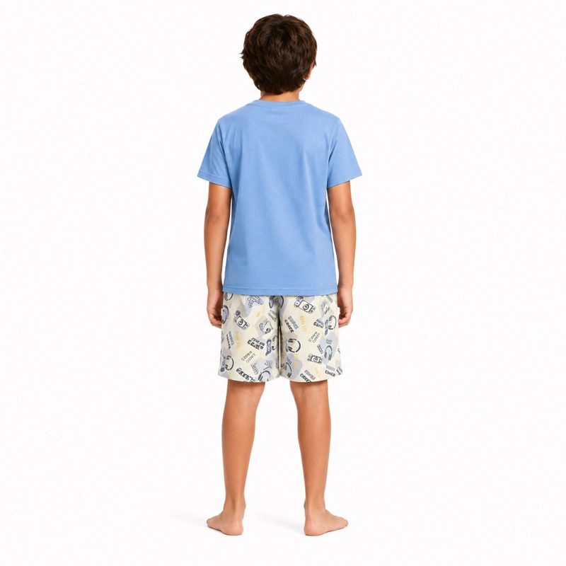 PIJAMA ALGODON POLERA Y SHORT ESTAMPADO 'GAMER' 262654P - 3
