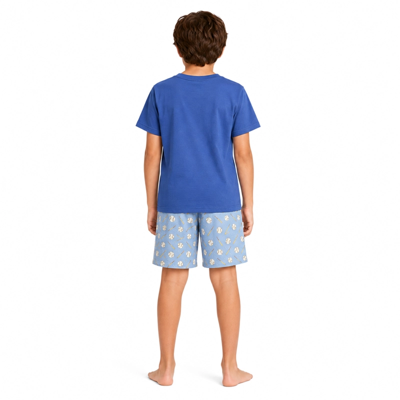 PIJAMA ALGODON POLERA Y SHORT ESTAMPADO 'BASEBALL' 262655G - 2