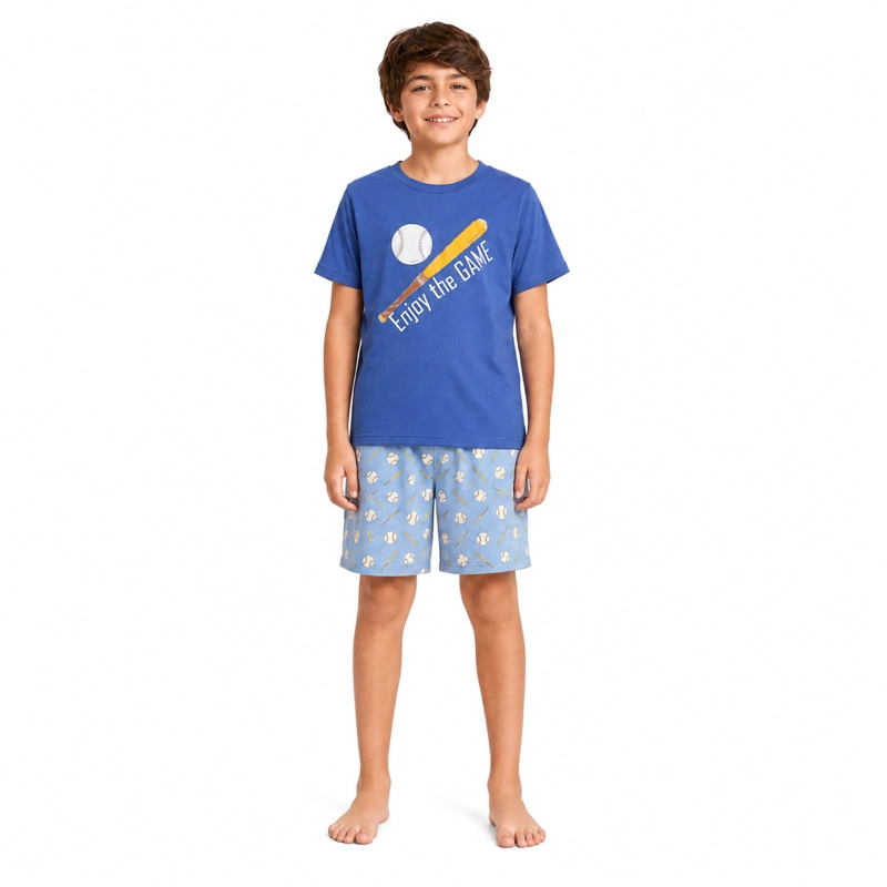 PIJAMA ALGODON POLERA Y SHORT ESTAMPADO 'BASEBALL' 262655G - 3