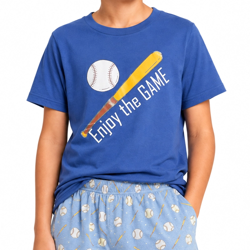 PIJAMA ALGODON POLERA Y SHORT ESTAMPADO 'BASEBALL' 262655G - 4