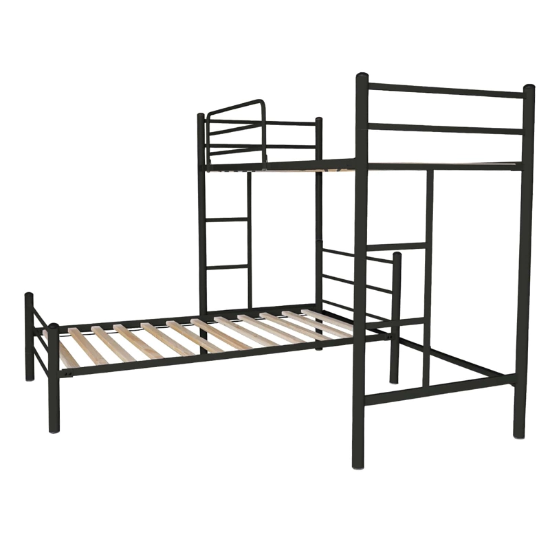 CAMA FUTONES Y MUEBLES ALTA ACERO NEGRO + BAJA 1 PLAZA - 1