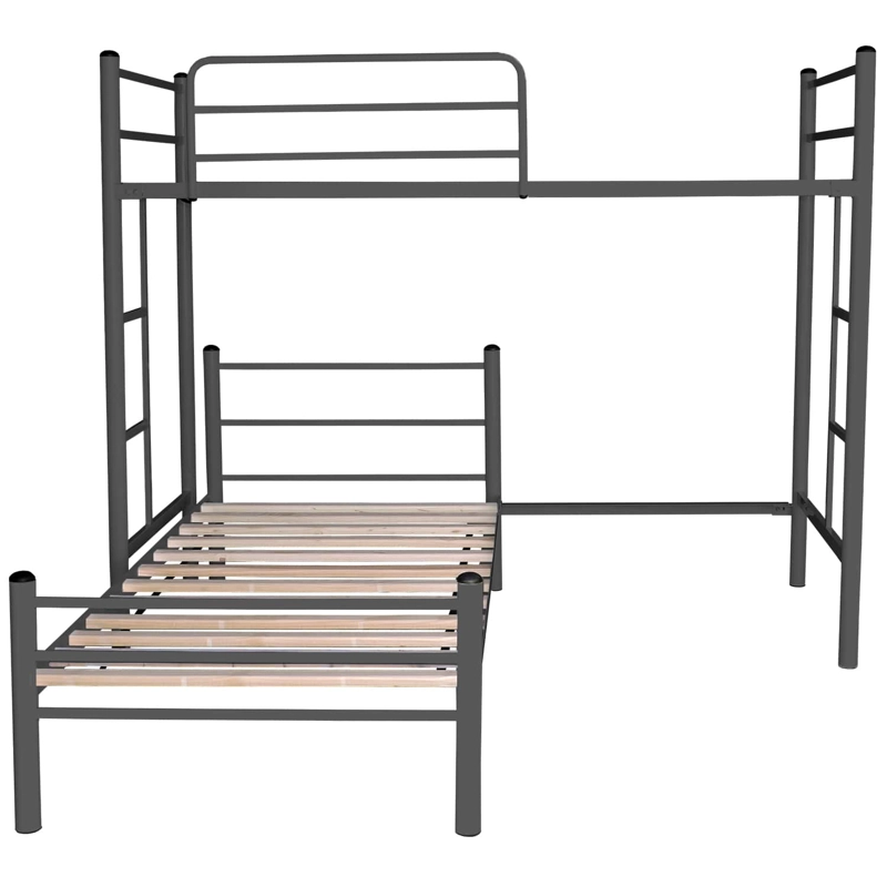 CAMA FUTONES Y MUEBLES ALTA ACERO GRAFITO + BAJA 1.5 - 1