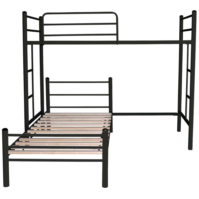 CAMA FUTONES Y MUEBLES ALTA ACERO NEGRO + BAJA 1.5 - 1
