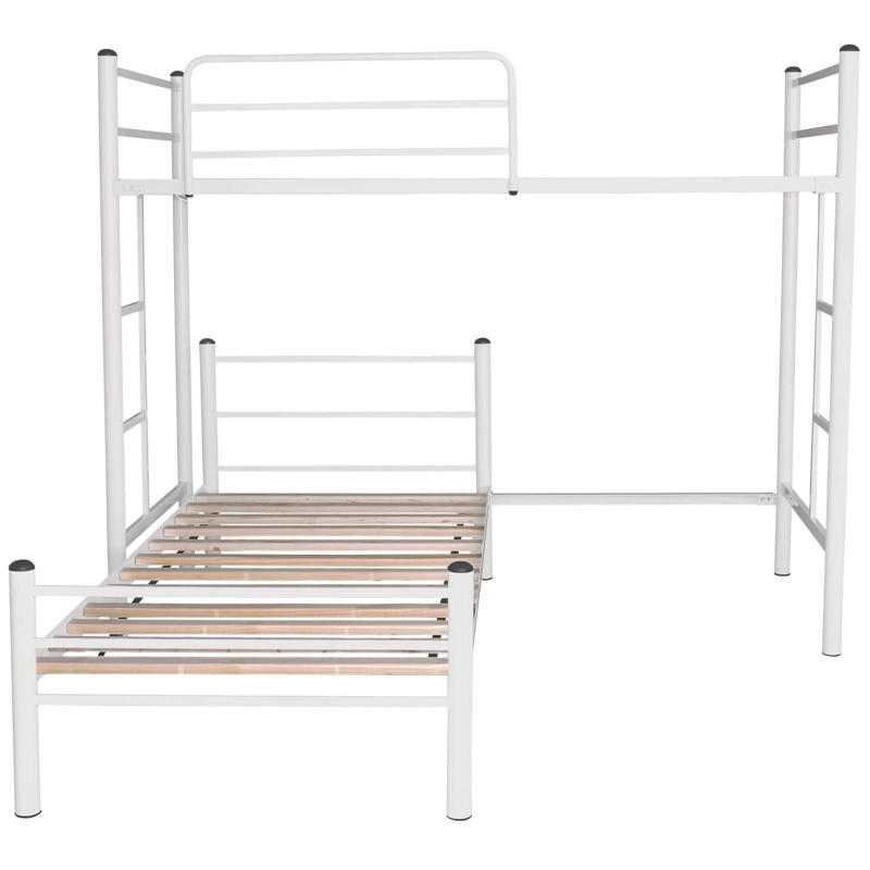 CAMA FUTONES Y MUEBLES ALTA ACERO PLATEADO + BAJA 1.5 PLATA - 1
