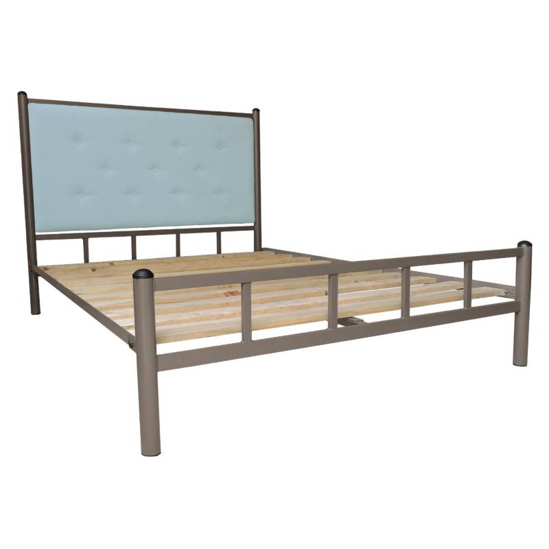 CAMA FUTONES Y MUEBLES TAPIZADO 2 PLAZAS BALMES RESPALDO CELESTE - 2