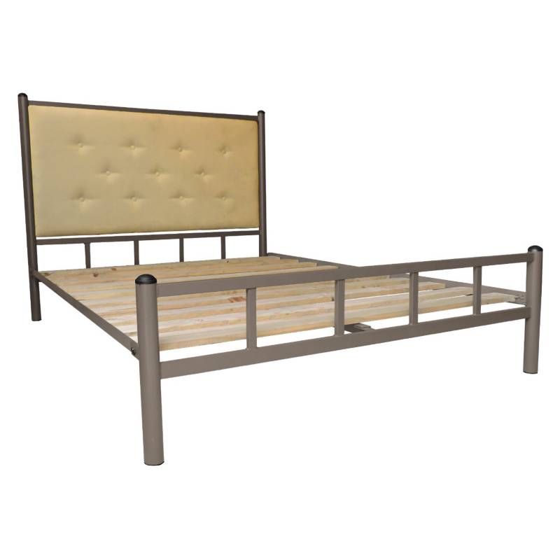 CAMA FUTONES Y MUEBLES TAPIZADO 2 PLAZAS CASTAÑO BALMES RESPALDO CAMEL - 1