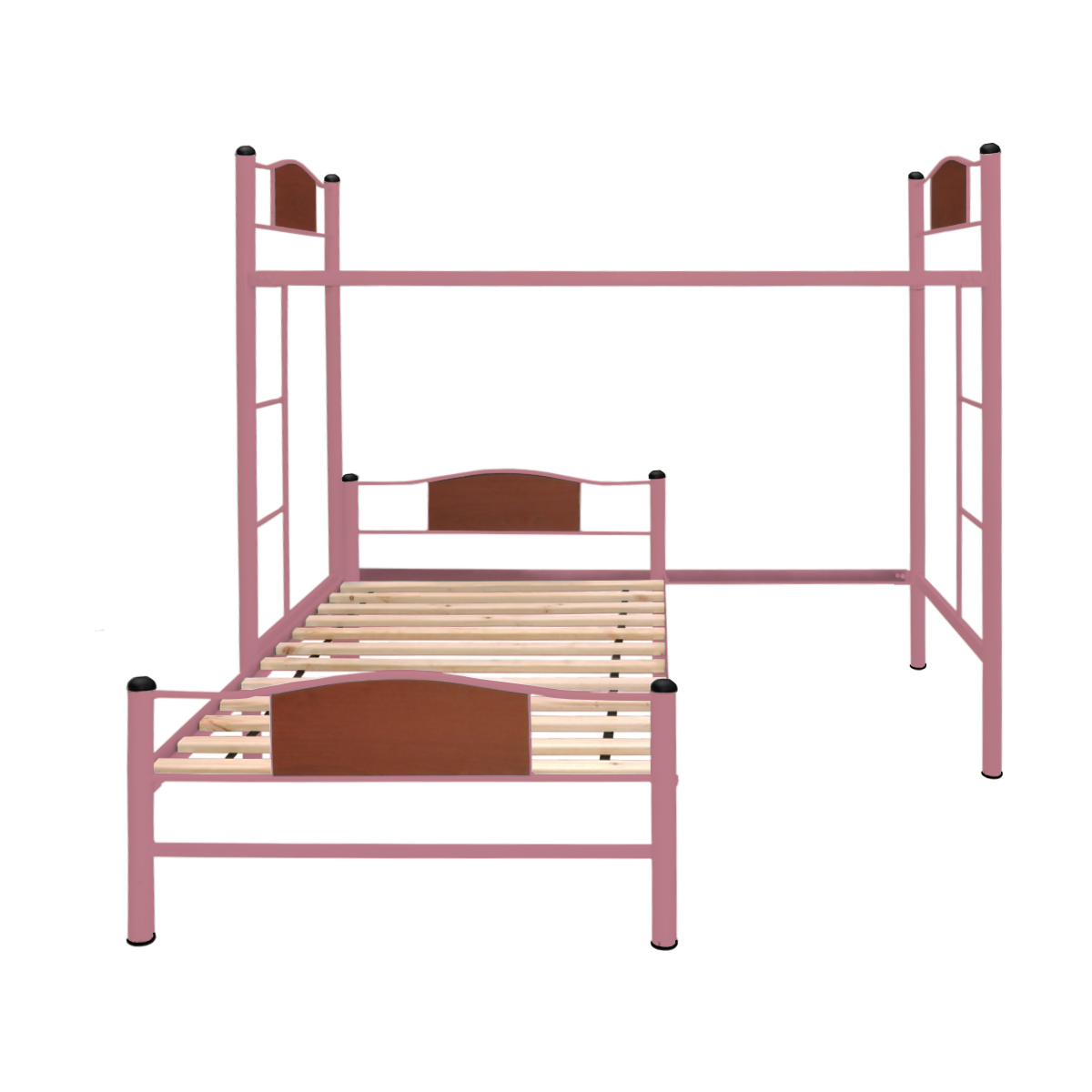 CAMA FUTONES Y MUEBLES ALTA ACERO ROSADO + BAJA CHILD 1 PLAZA - 2