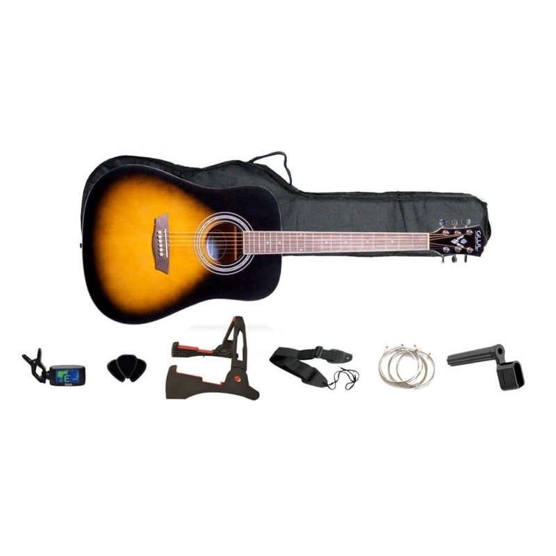 GUITARRA ACUSTICA PACK GEORGE WASHBURN LIMITED GWL DREADNOUGHT FULL - 1