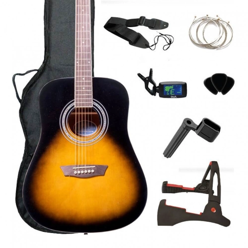 GUITARRA ACUSTICA PACK GEORGE WASHBURN LIMITED GWL DREADNOUGHT FULL - 3