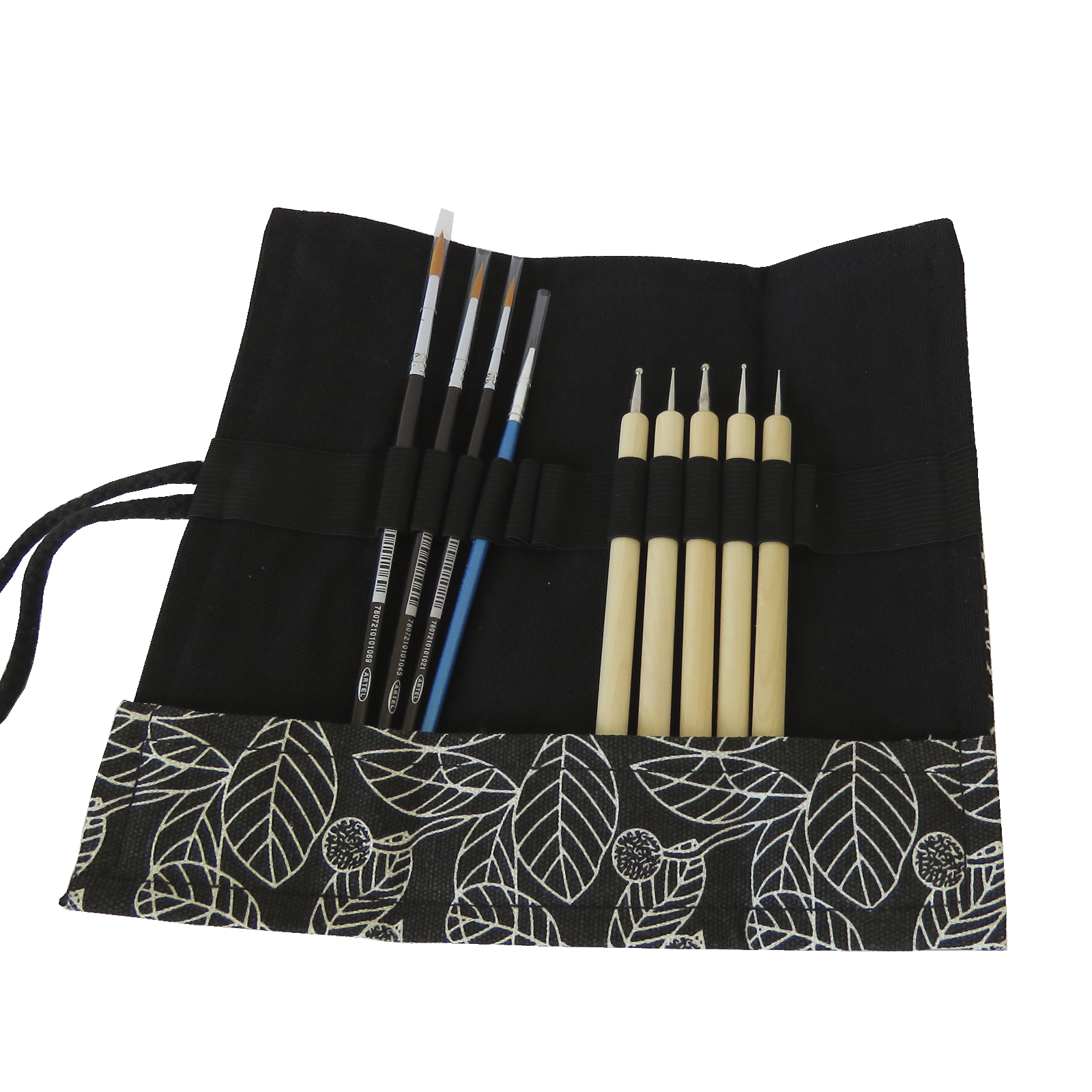ESTUCHE ROLLO, PINCELES Y PUNTILLISMO PUNTAS ACERO