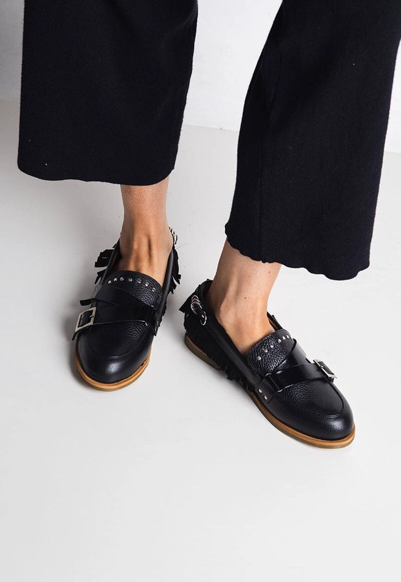 MOCASIN CUERO MUJER  FRESIA NEGRO - 2