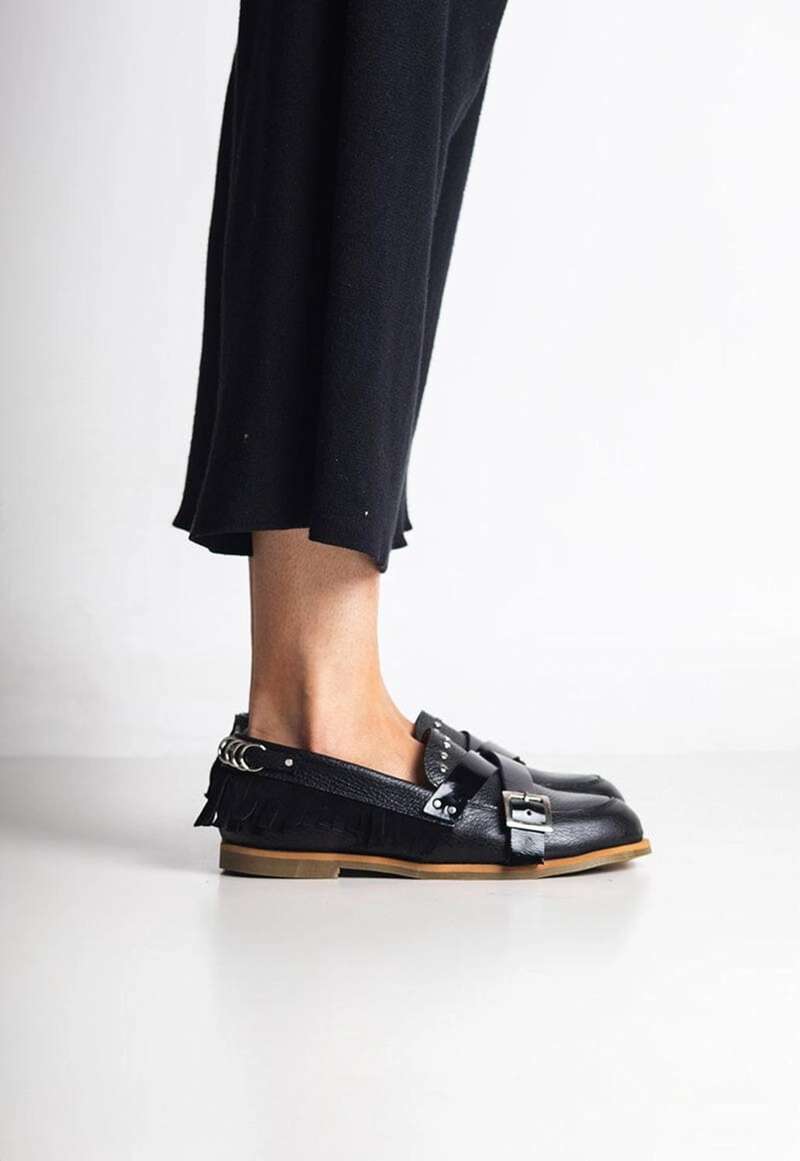 MOCASIN CUERO MUJER  FRESIA NEGRO - 6