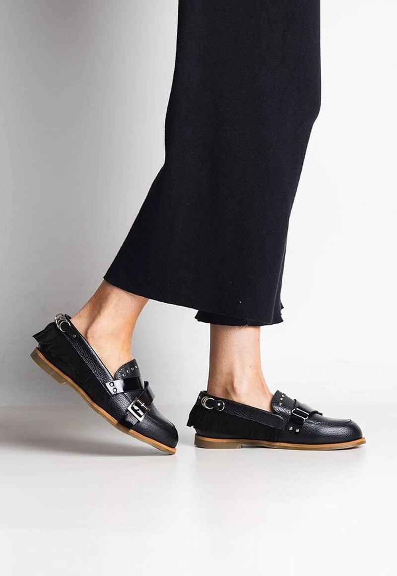 MOCASIN CUERO MUJER  FRESIA NEGRO - 7