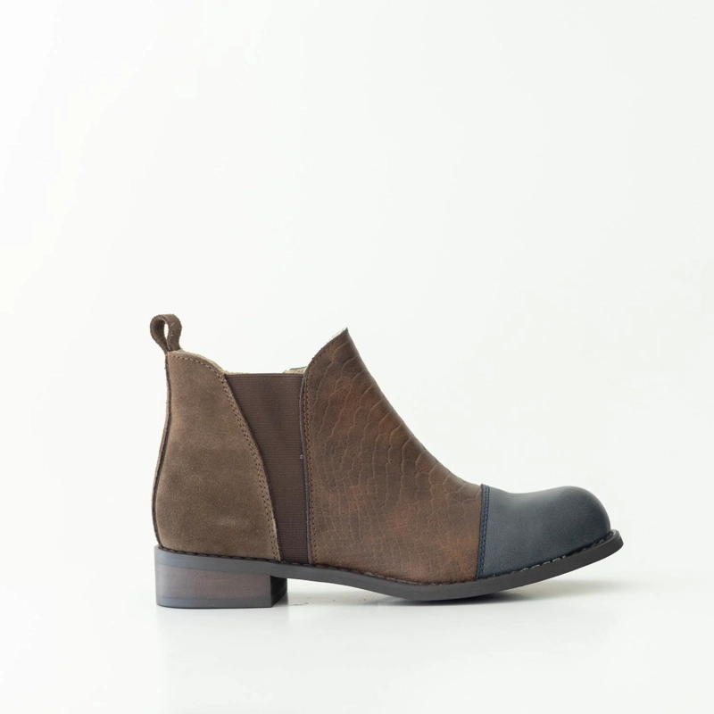 BOTIN CUERO MUJER  VERDECILLO CAFE GRIS - 1