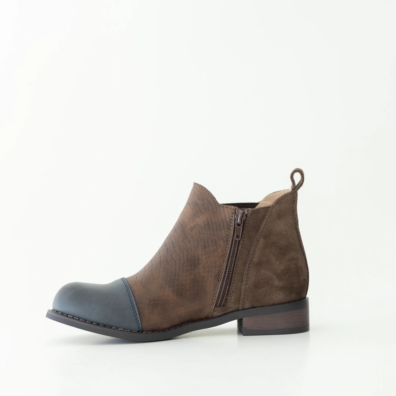 BOTIN CUERO MUJER  VERDECILLO CAFE GRIS - 3