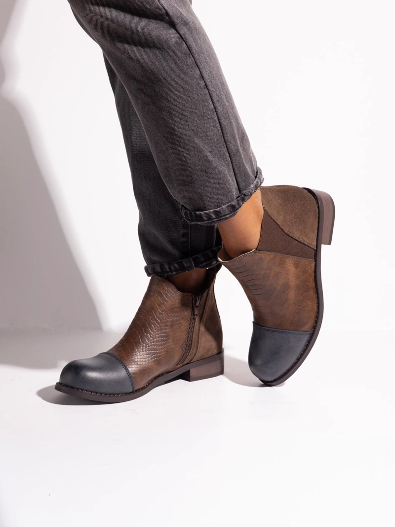 BOTIN CUERO MUJER  VERDECILLO CAFE GRIS - 7