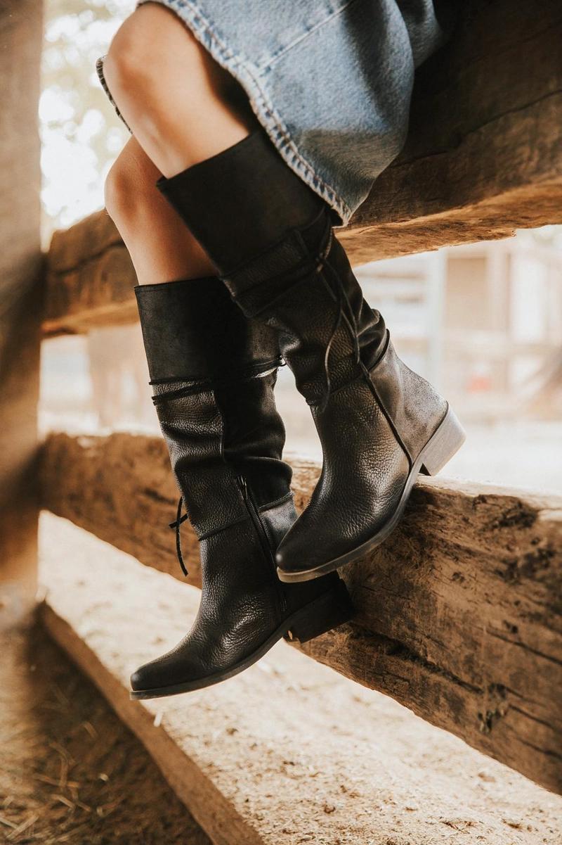 BOTA CUERO MUJER  JADE NEGRO - 2