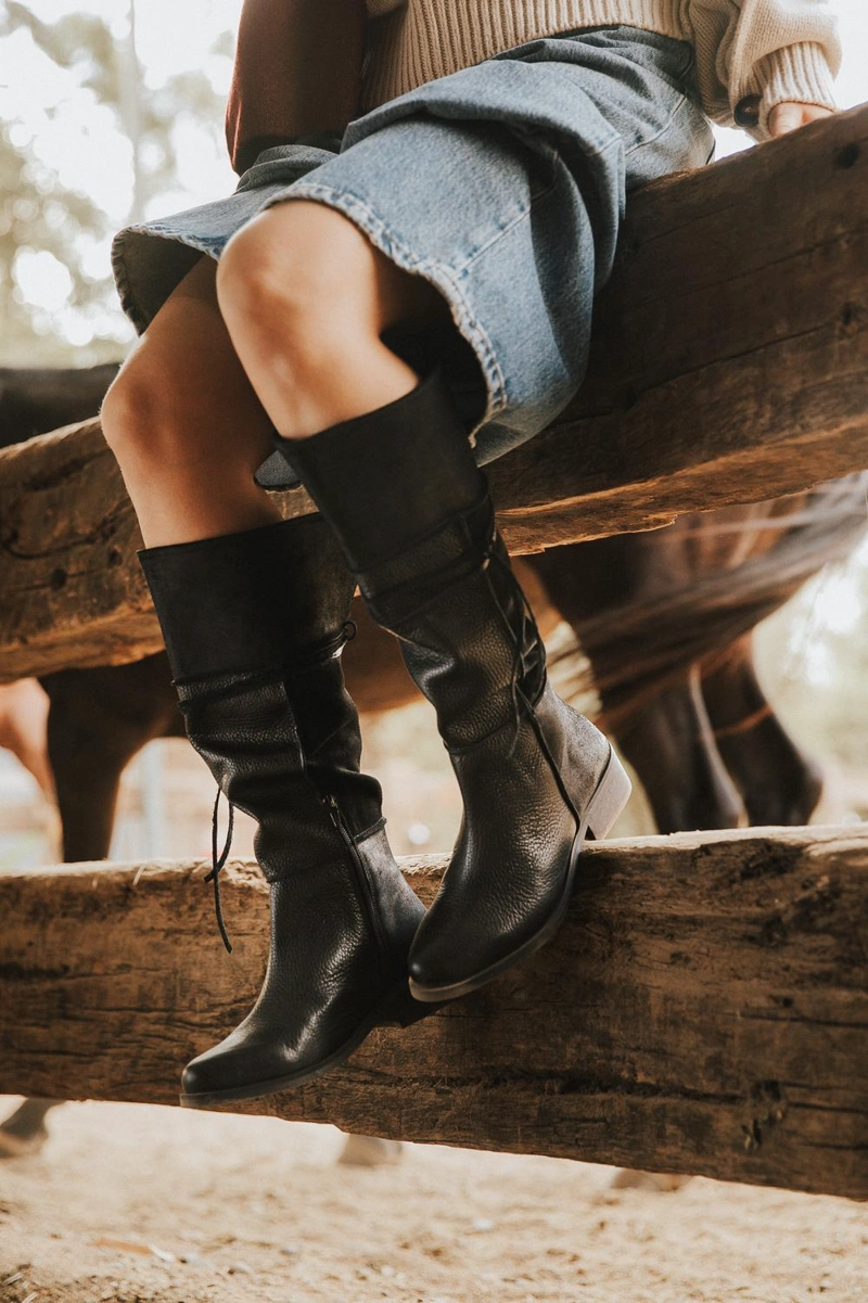 BOTA CUERO MUJER  JADE NEGRO - 3