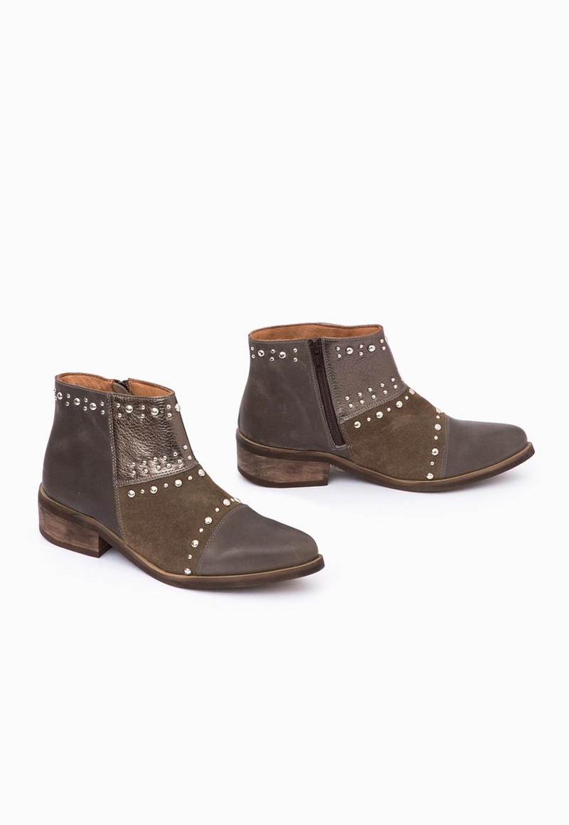 BOTIN CUERO MUJER  ABUBILLA TAUPE METALICO - 2
