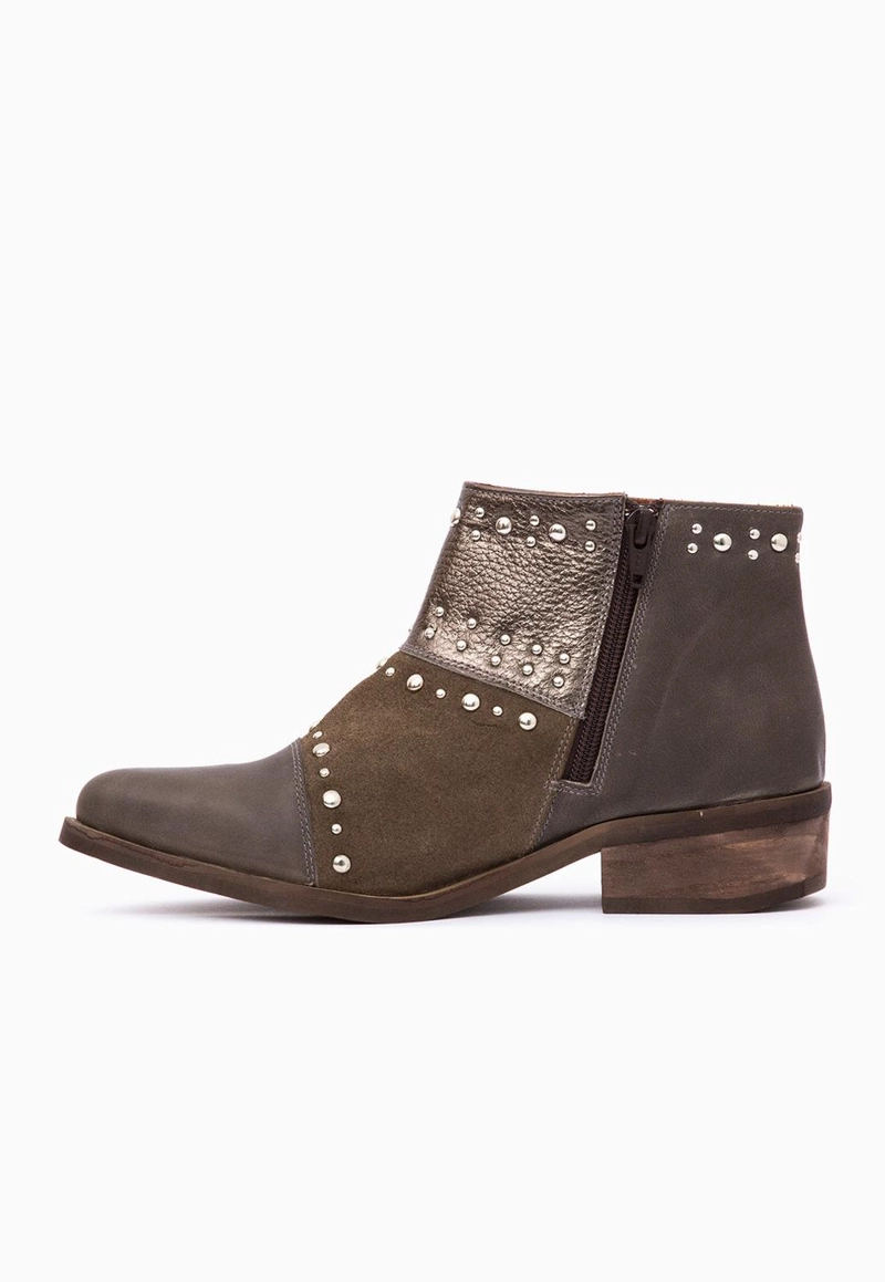 BOTIN CUERO MUJER  ABUBILLA TAUPE METALICO - 4