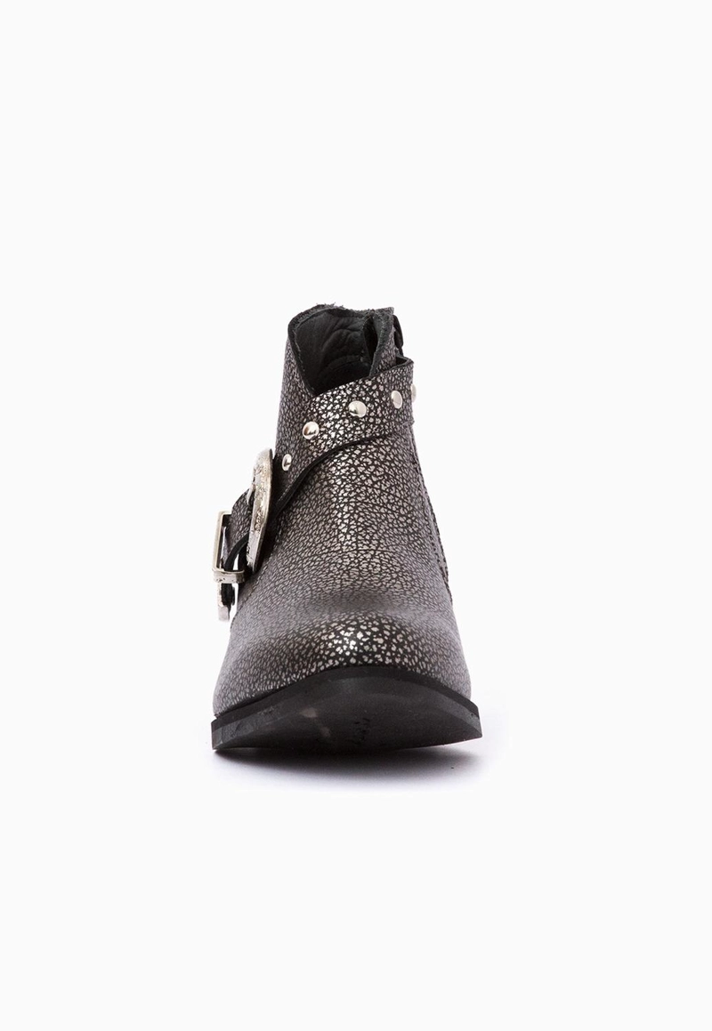 BOTIN CUERO MUJER  BERTA NEGRO METALICO - 3