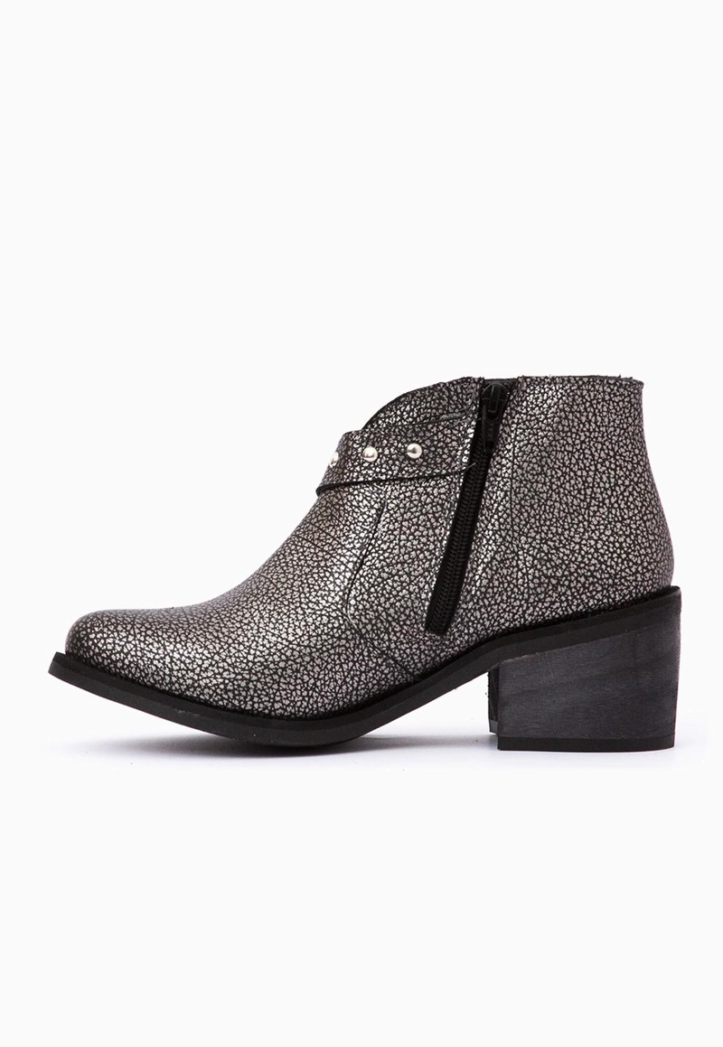 BOTIN CUERO MUJER  BERTA NEGRO METALICO - 4