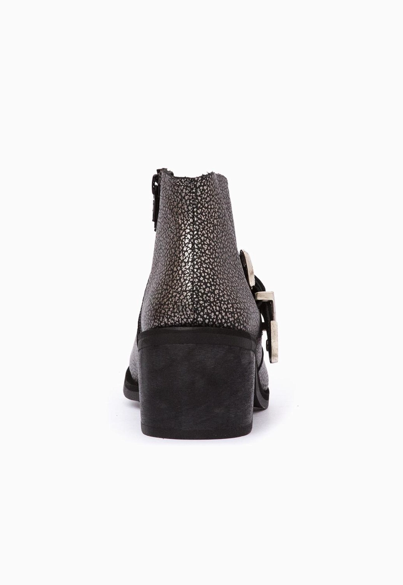 BOTIN CUERO MUJER  BERTA NEGRO METALICO - 5