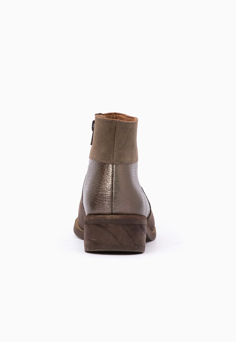 BOTIN CUERO MUJER  CAMELIA CAFE METALICO - 5