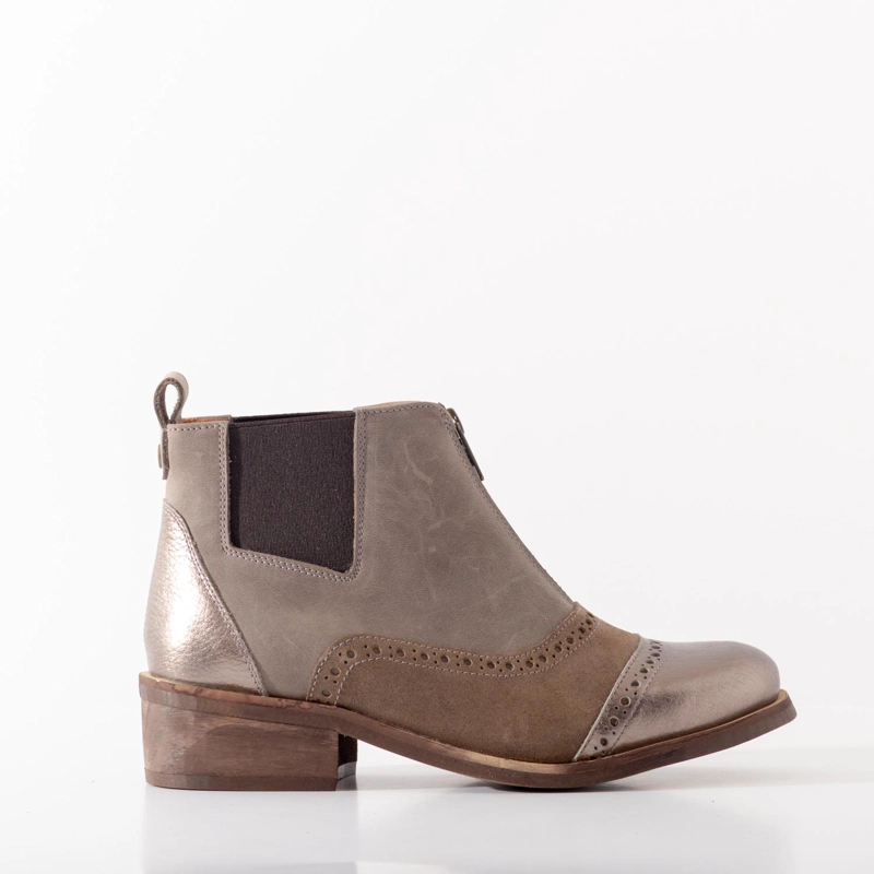 BOTIN CUERO MUJER  DIANA TAUPE METALICO - 1