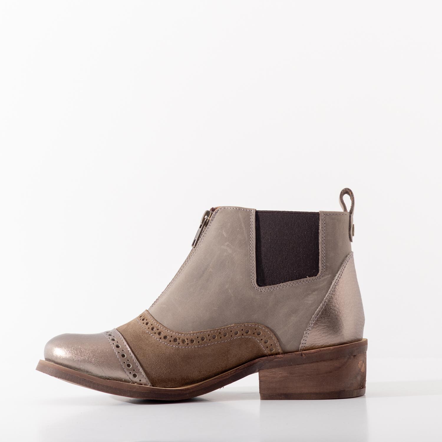 BOTIN CUERO MUJER  DIANA TAUPE METALICO - 2