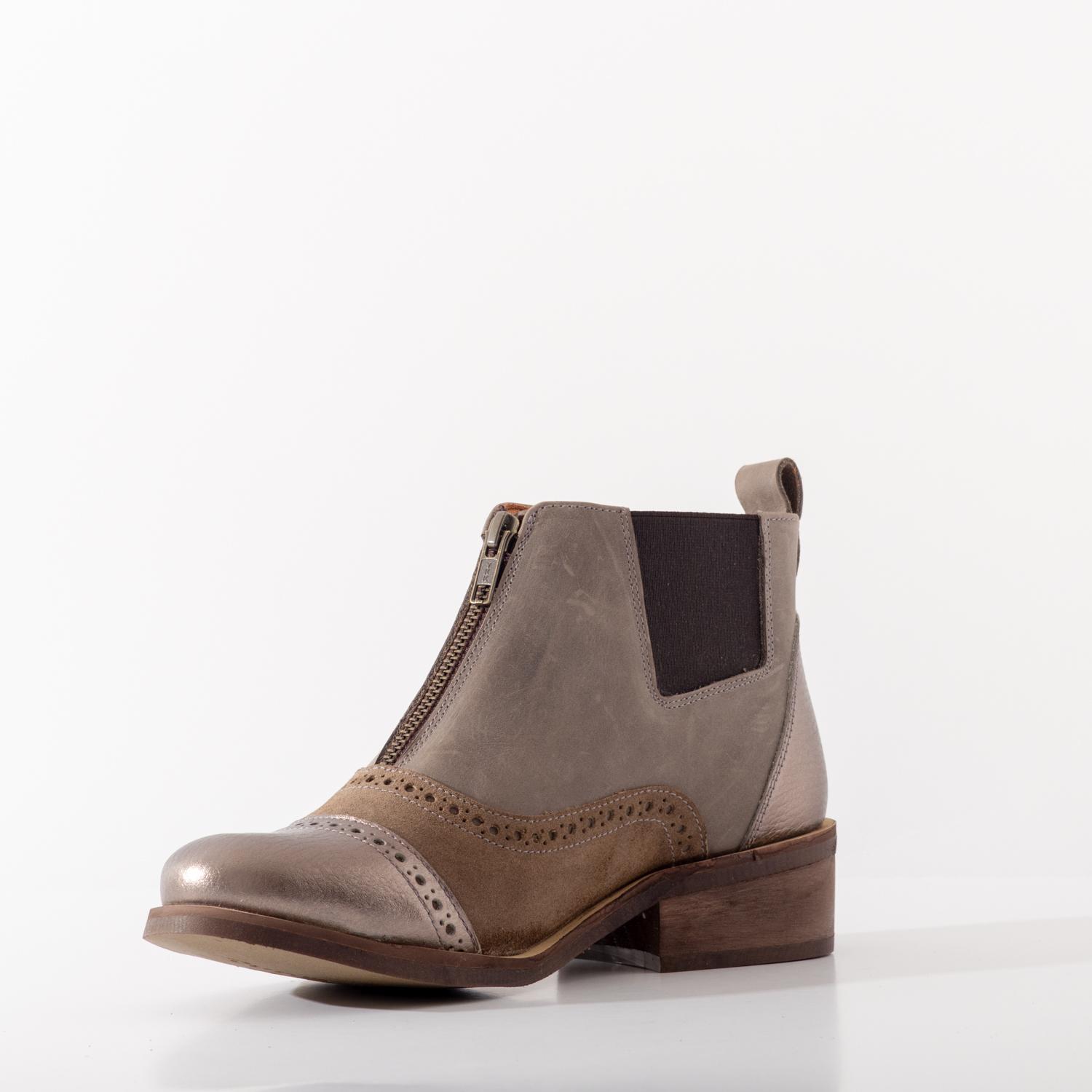 BOTIN CUERO MUJER  DIANA TAUPE METALICO - 4