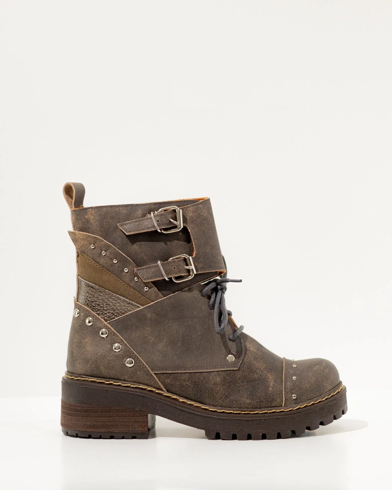 BOTIN CUERO MUJER  MOLLE GRIS - 1