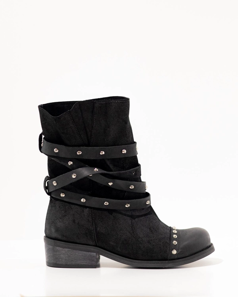 BOTA CUERO MUJER  CLAVEL NEGRO - 1