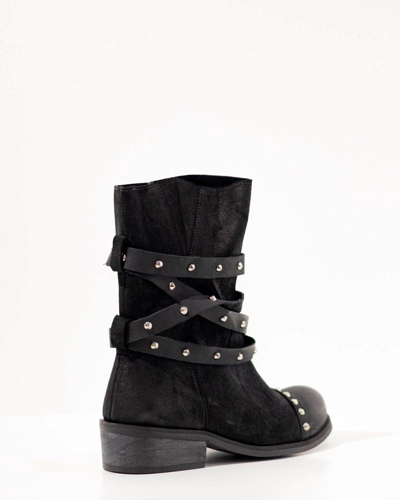 BOTA CUERO MUJER  CLAVEL NEGRO - 2