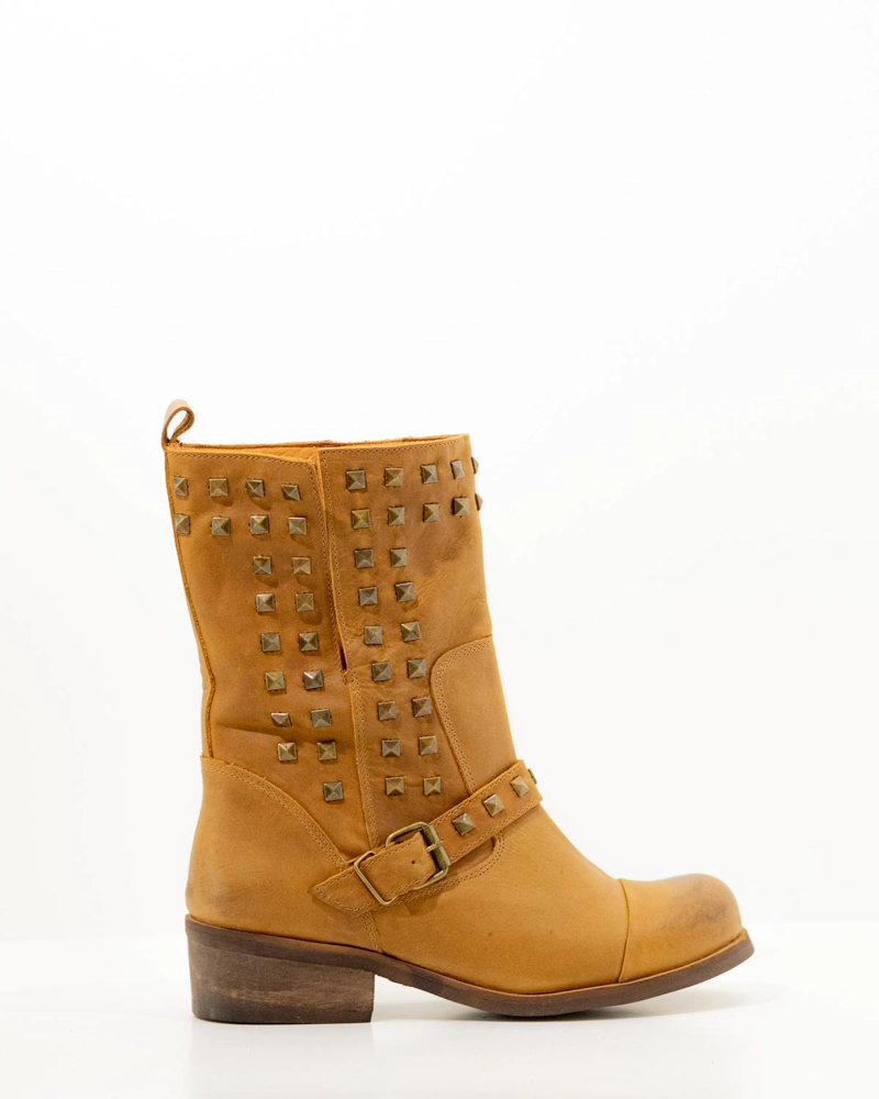 BOTA CUERO MUJER  BARI CAMEL - 1