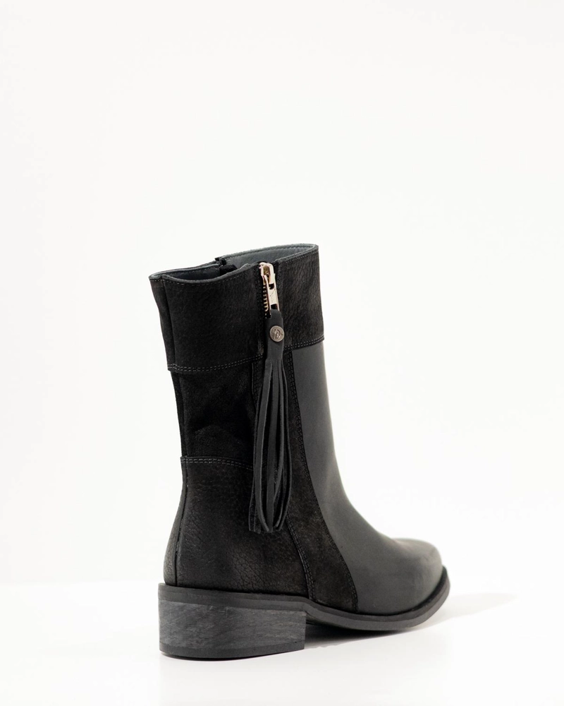 BOTA CUERO MUJER  LENCA NEGRO - 2