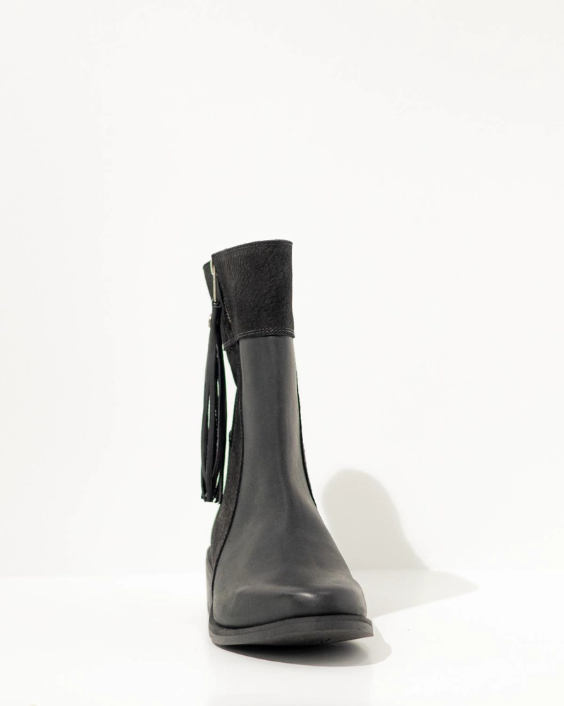 BOTA CUERO MUJER  LENCA NEGRO - 4