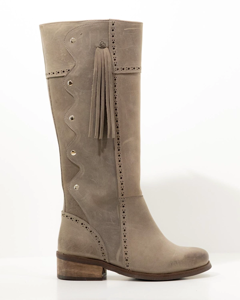 BOTA CUERO MUJER MARINA GRIS - 1