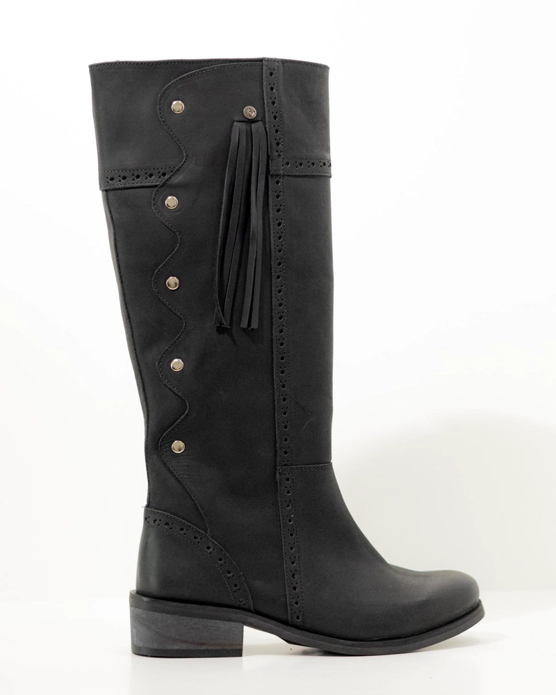 BOTA CUERO MUJER MARINA NEGRO - 1