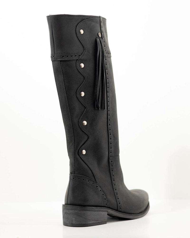 BOTA CUERO MUJER MARINA NEGRO - 2
