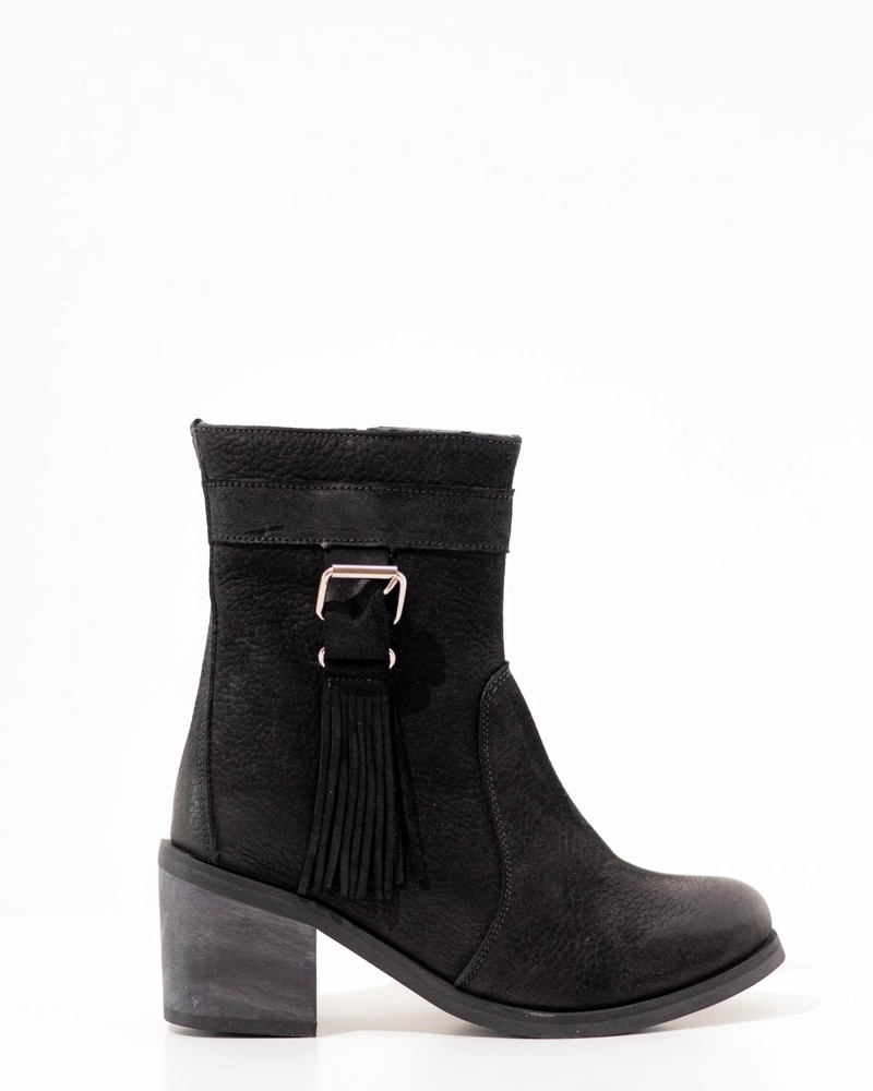BOTA CUERO MUJER SALVIA NEGRO - 1