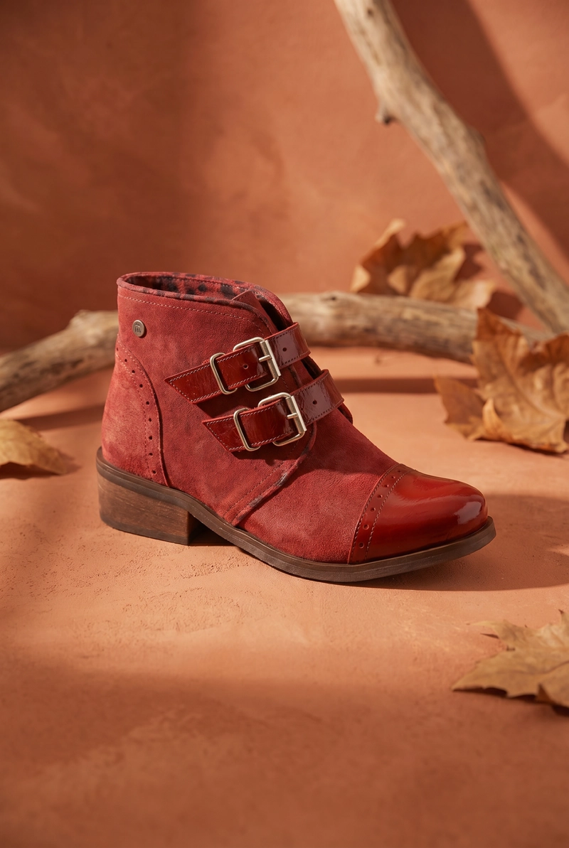 BOTIN CUERO MUJER  JUDY ROJO - 1