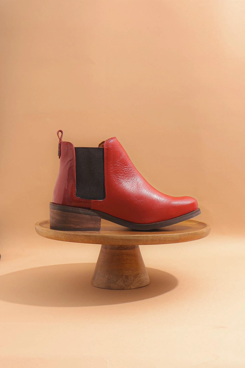 BOTIN CUERO MUJER  TINA ROJO - 1