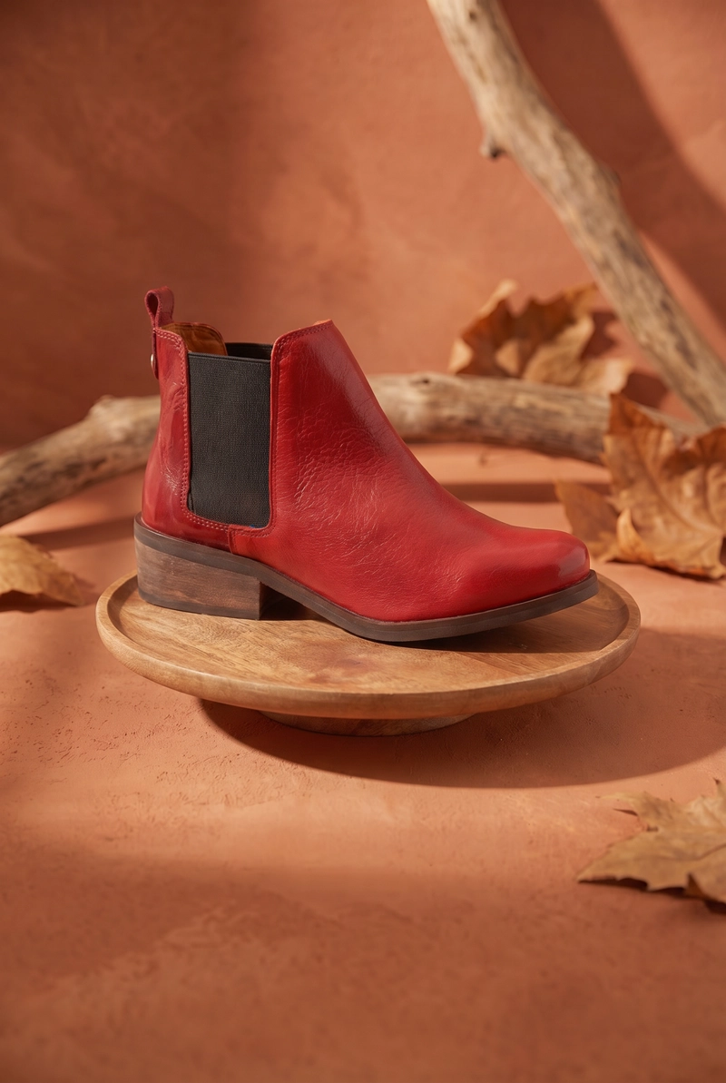 BOTIN CUERO MUJER  TINA ROJO - 2