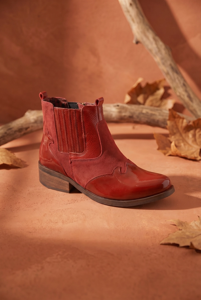 BOTIN CUERO MUJER  FRIDA ROJO - 1